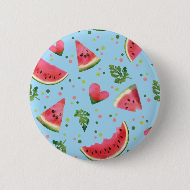 Sommar Fruit Mönster Watermelon Red grönt tropical Knapp (Framsida)