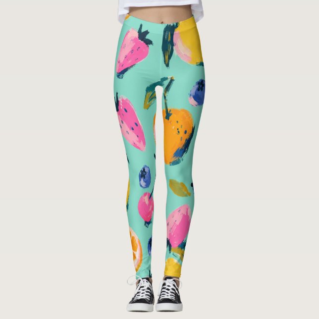 Sommar Frukt Mönster Köks Vägg Dekor Leggings (Framsida)