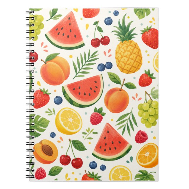 Sommar Frukt Mönster Tyg | Tropisk Vattenmelon  Anteckningsbok (Framsidan)