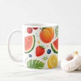 Sommar Frukt Mönster Tyg | Tropisk Vattenmelon Kaffemugg