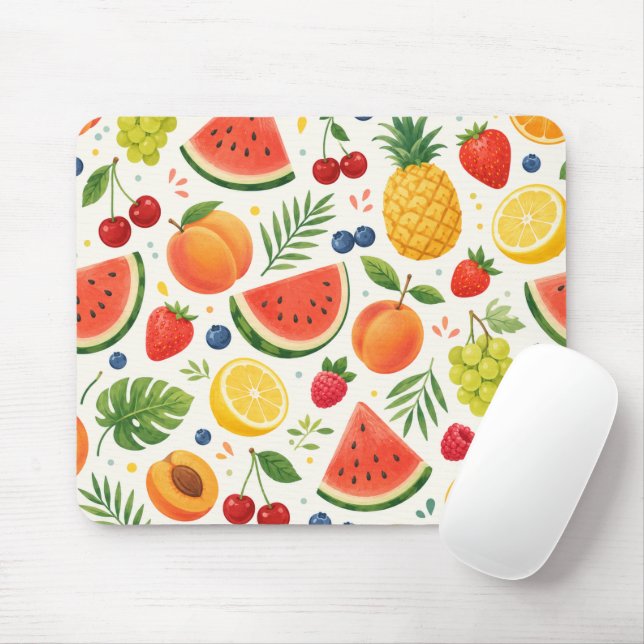 Sommar Frukt Mönster Tyg | Tropisk Vattenmelon  Musmatta (Med mus)
