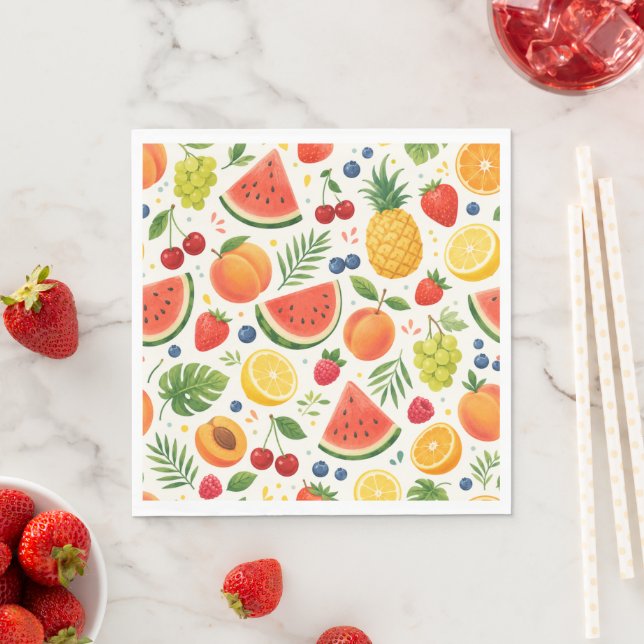 Sommar Frukt Mönster Tyg | Tropisk Vattenmelon  Pappersservett (Insitu)