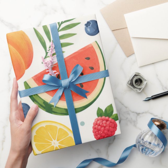 Sommar Frukt Mönster Tyg | Tropisk Vattenmelon  Presentpapper (Gifting)