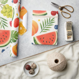 Sommar Frukt Mönster Tyg | Tropisk Vattenmelon Presentpapper