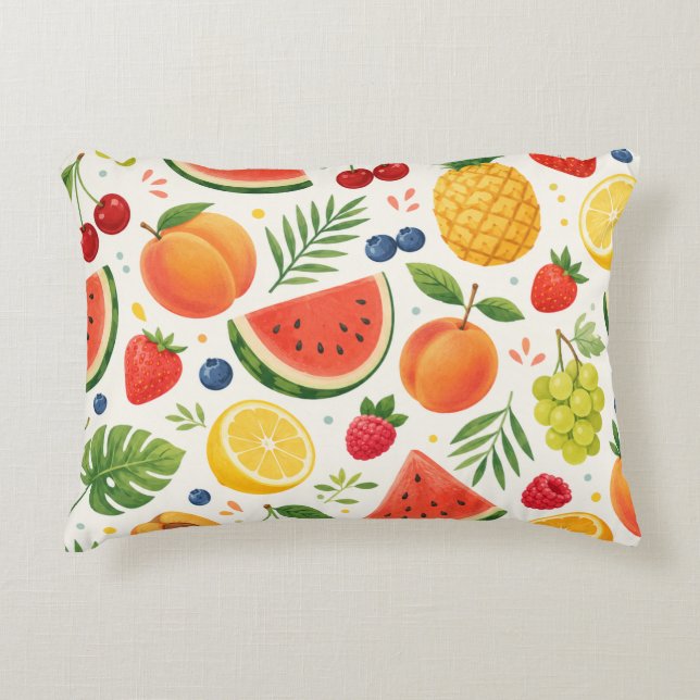 Sommar Frukt Mönster Tyg | Tropisk Vattenmelon  Prydnadskudde (Framsidan)