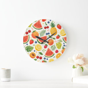 Sommar Frukt Mönster Tyg Tropisk Vattenmelon Stor Klocka