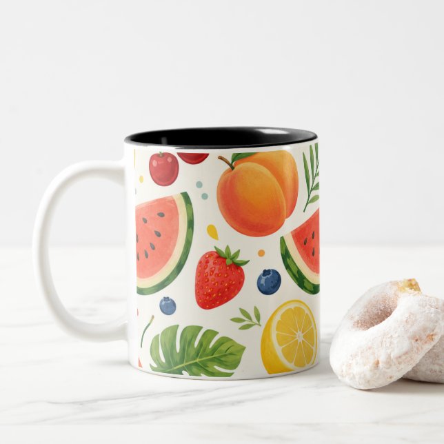 Sommar Frukt Mönster Tyg | Tropisk Vattenmelon  Två-Tonad Mugg (Med munk)