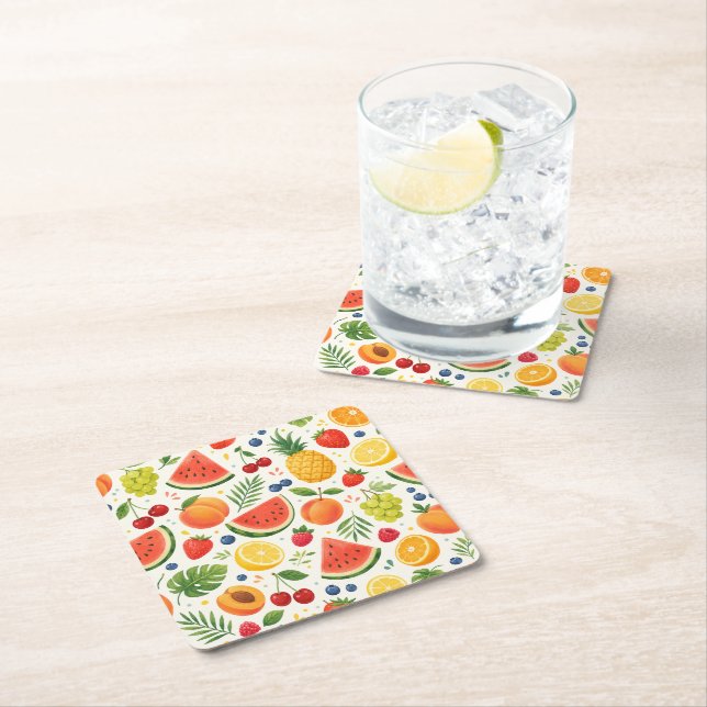 Sommar Frukt Mönster Tyg | Tropisk Vattenmelon  Underlägg Papper Kvadrat (Insitu)