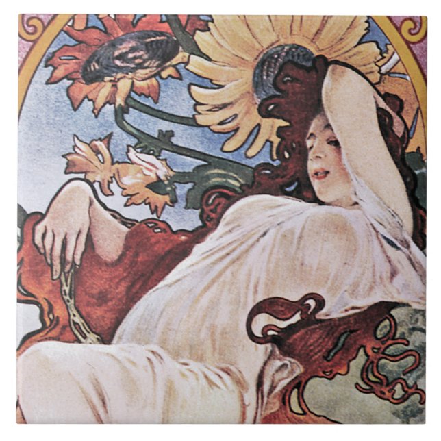 Sommar (fyra sektioner), Mucha Kakelplatta (Framsidan)