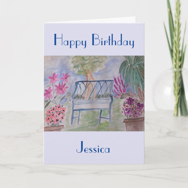 Sommar Garden Bench-kort Kort (Framsida)
