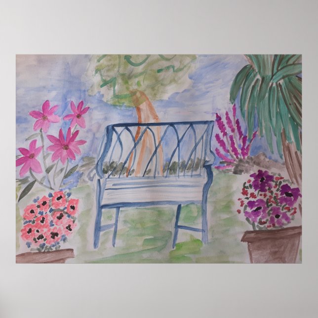 Sommar Garden Bench Poster (Framsidan)