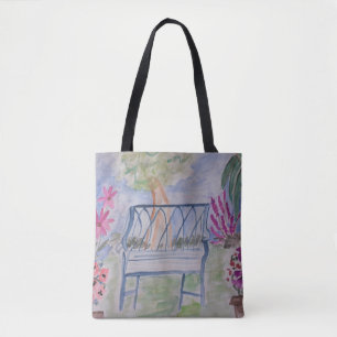 Sommar Garden Bench Tote Bag Tygkasse