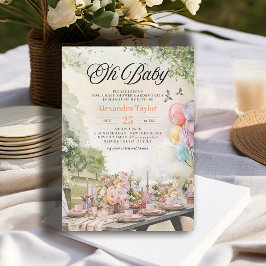 Sommar Garden Elegant Rustic Neutralt Baby Shower Inbjudningar