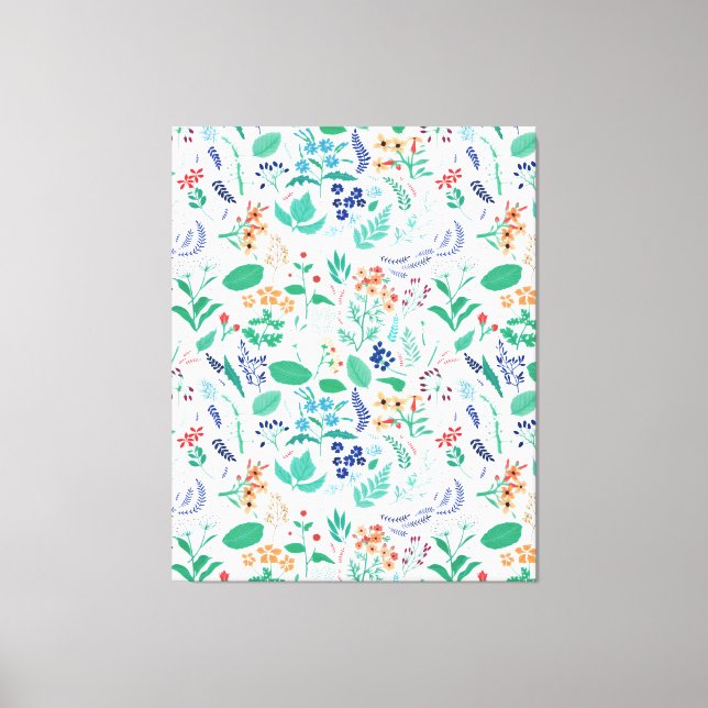 Sommar Garden Flowers Löv botaniska blommor Canvastryck (Framsida)