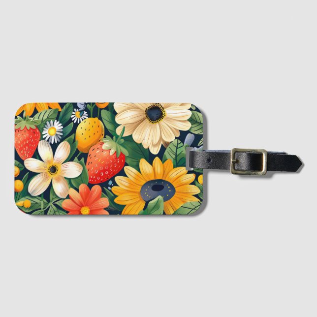Sommar Garden Flowers Strawberry Mönster Bagagebricka (Framsida horisontal)