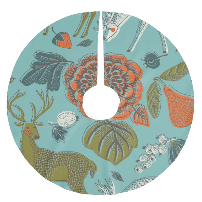 Sommar Garden Hjort Sömlös illustration. Julgransmatta Borstad Polyester (Framsidan)