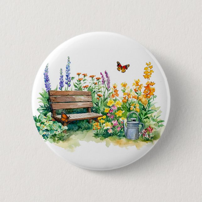 Sommar Garden med Butterflies Knapp (Framsida)