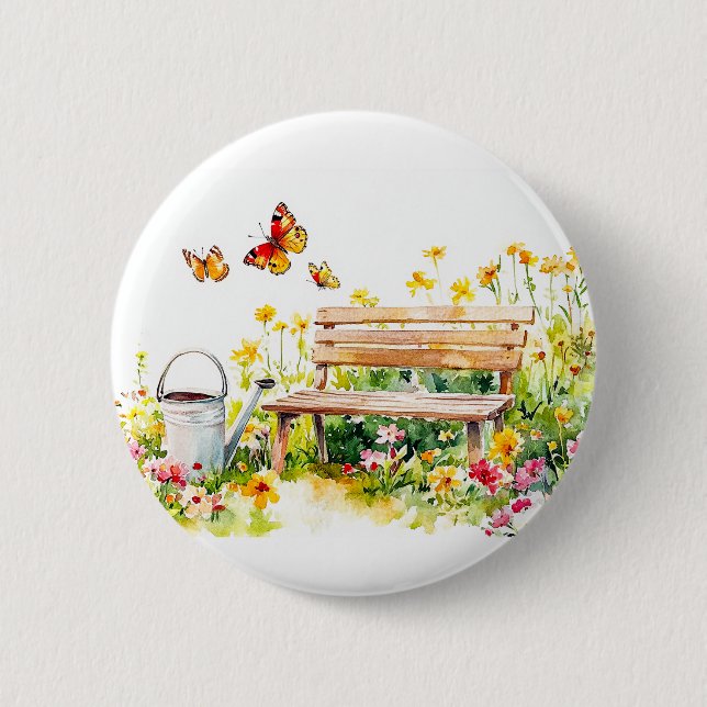 Sommar Garden med Butterflies Knapp (Framsida)