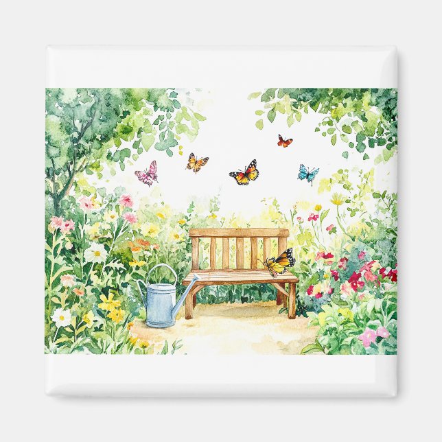 Sommar Garden med Butterflies Magnet (Framsidan)
