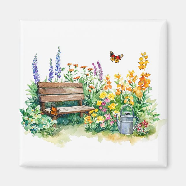 Sommar Garden med Butterflies Magnet (Framsidan)