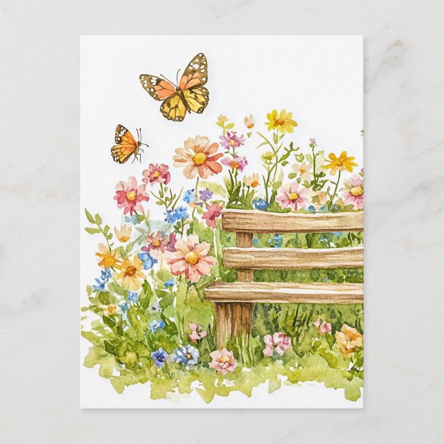 Sommar Garden med Butterflies Vykort (Framsida)