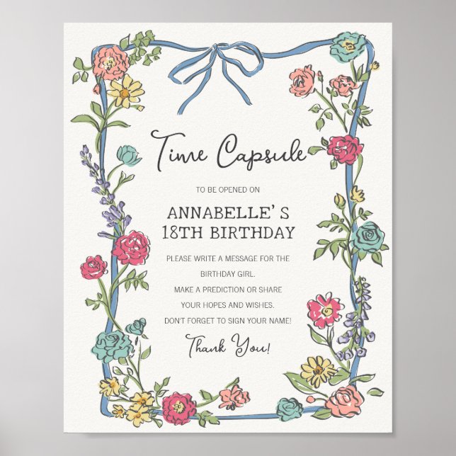 Sommar Garden Party Blommigt Birthday Time Capsule Poster (Framsidan)