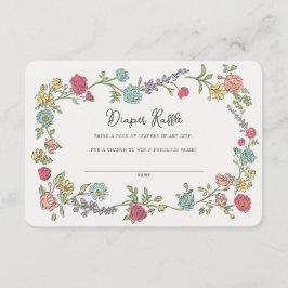 Sommar Garden Party Blommigt Diaper Raffle Insert Tilläggskort