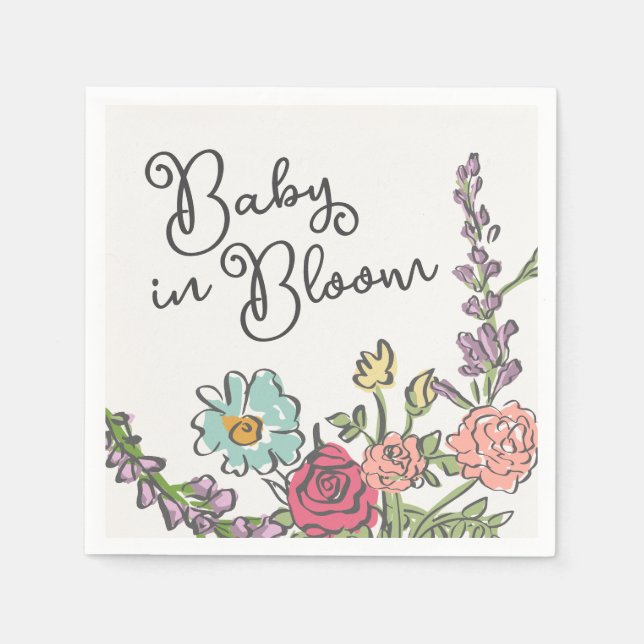 Sommar Garden Party Bright Blommigt Baby Shower Pappersservett (Framsidan)