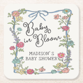 Sommar Garden Party Bright Blommigt Baby Shower Underlägg Papper Kvadrat