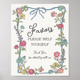Sommar Garden Party Bright Blommigt Favors Poster