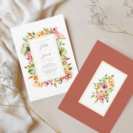 Sommar Garden Watercolor Blommigt Bröllop Inbjudningar