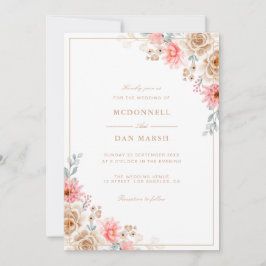 Sommar Garden Watercolor Blommigt Bröllop Inbjudningar