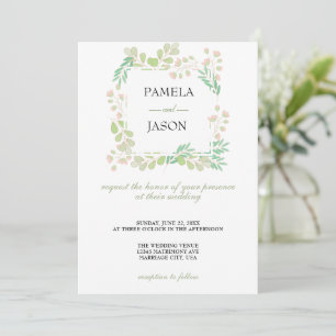 Sommar Garden Watercolor Blommigt bröllop Inbjudningar
