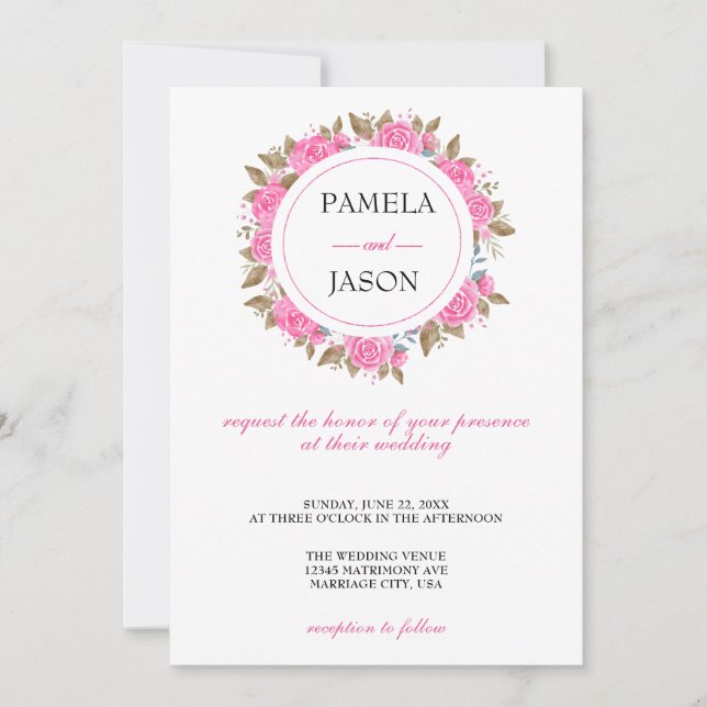Sommar Garden Watercolor Blommigt bröllop Inbjudningar (Framsida)