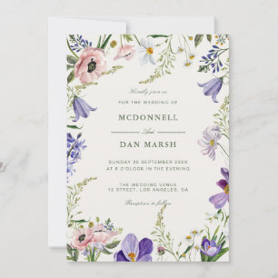 Sommar Garden Watercolor Blommigt Bröllop Inbjudningar