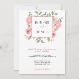 Sommar Garden Watercolor Blommigt Bröllop Inbjudningar