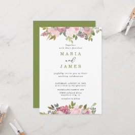 Sommar Garden Watercolor Blommigt Bröllop Inbjudningar