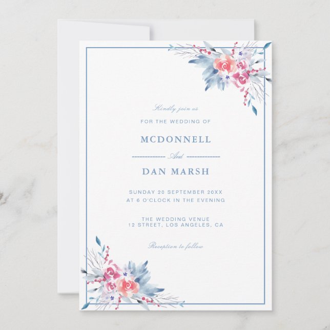 Sommar Garden Watercolor Blommigt Bröllop Inbjudningar (Framsida)