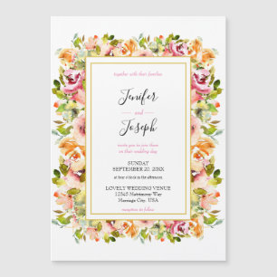 Sommar Garden Watercolor Blommigt Bröllop Magnetisk Inbjudningskort