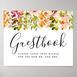 Sommar Garden Watercolor Blommigt Bröllop Poster