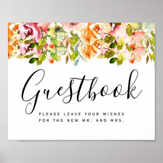 Sommar Garden Watercolor Blommigt Bröllop Poster