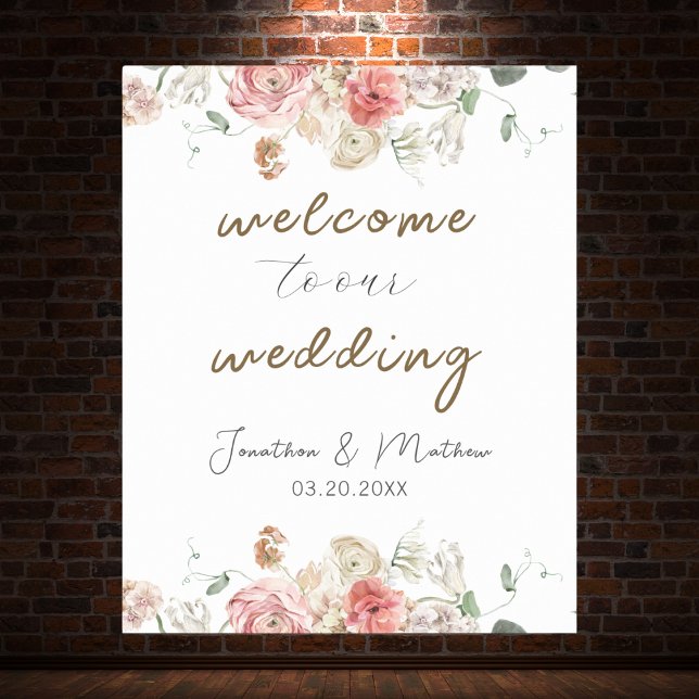 Sommar Garden Watercolor Blommigt Bröllop Poster (Summer Garden Watercolour Floral Wedding Poster
)