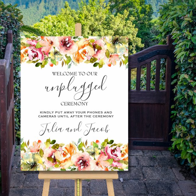 Sommar Garden Watercolor Blommigt Bröllop Poster (Summer Garden Watercolor Floral Wedding Poster)