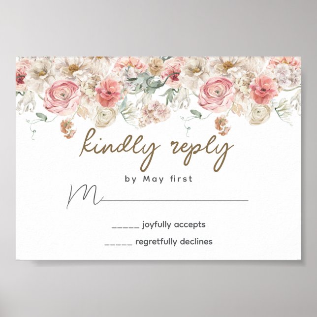 Sommar Garden Watercolor Blommigt Bröllop Poster (Framsidan)