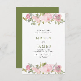 Sommar Garden Watercolor Blommigt Bröllop Spara Datumet