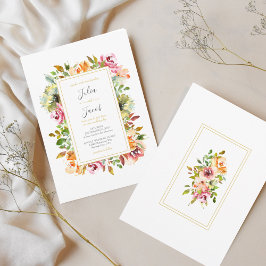 Sommar Garden Watercolor Blommigt bröllopsinbjudan Inbjudningar