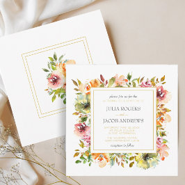 Sommar Garden Watercolor Blommigt bröllopsinbjudan Inbjudningar