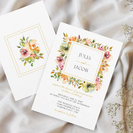 Sommar Garden Watercolor Blommigt bröllopsinbjudan Inbjudningar