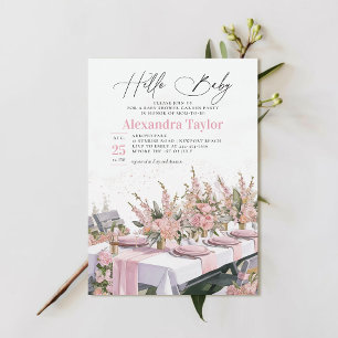 Sommar Garden Watercolor Elegant Flicka Shower Inbjudningar