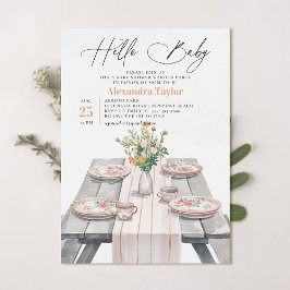 Sommar Garden Wildblommes Chic Neutralt Baby Showe Inbjudningar